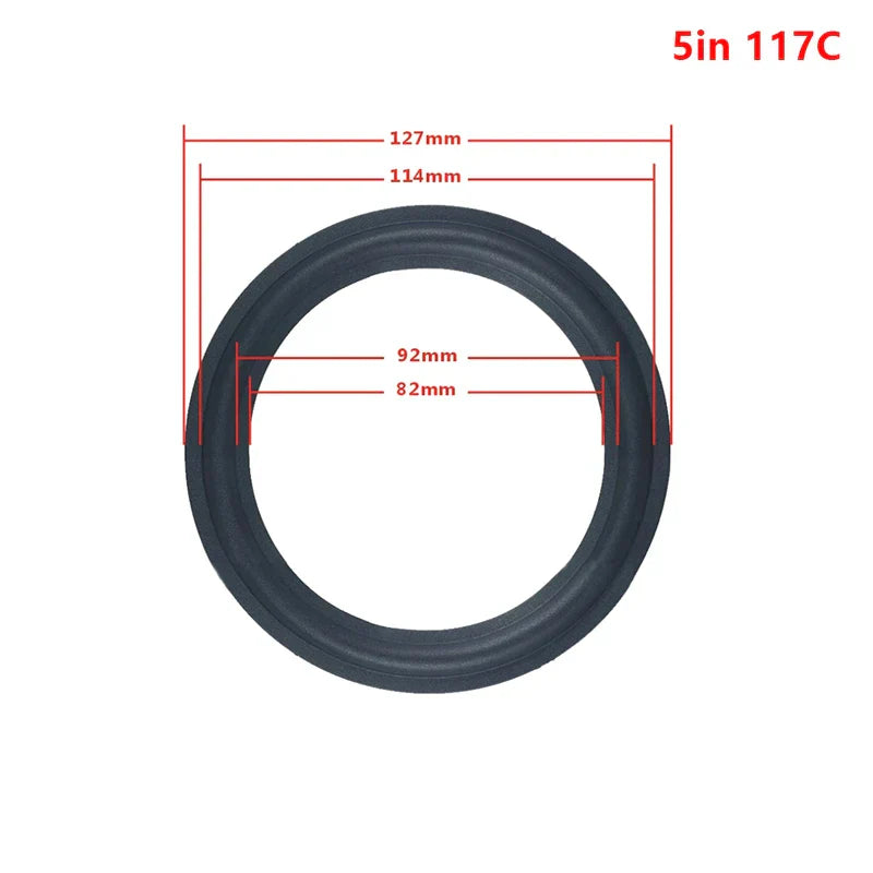 Black rubber 5 inch suspension surround folding ring for woofer speaker replacements model 117c by hua hua