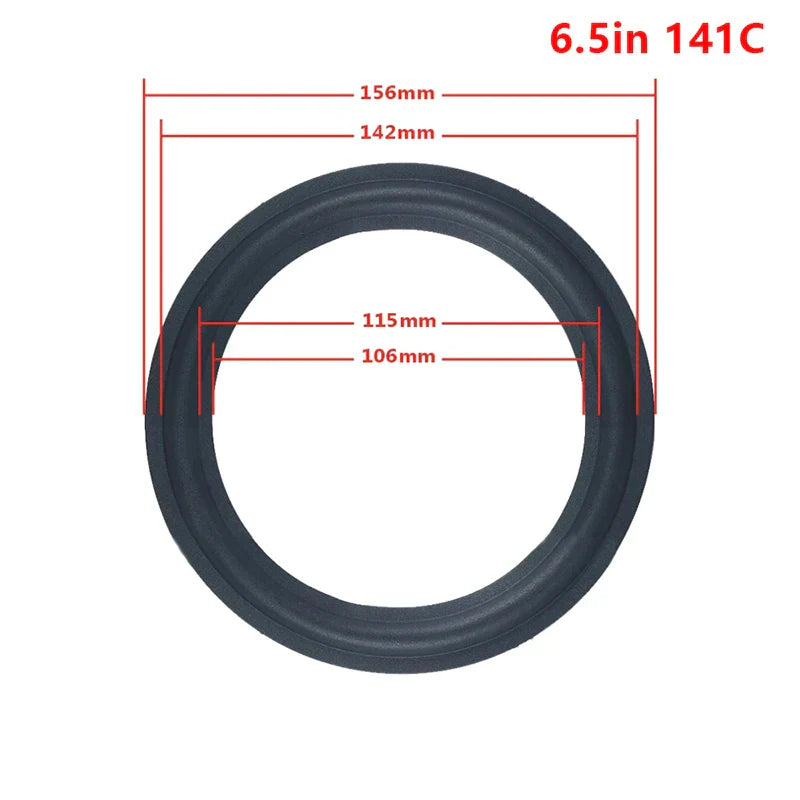 Black rubber 6.5 inch suspension surround folding ring for woofer speaker replacements model 141c