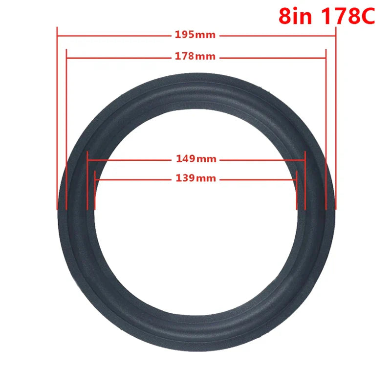 Black rubber 8 inch suspension surround folding ring for huahua woofer speaker replacements model 178c
