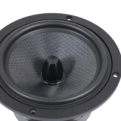 Black 6.5 inch suspension surround woofer speaker replacement with textured gray fabric cone and surround folding ring