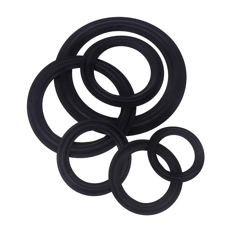 Black rubber inch suspension surround folding ring for woofer speaker replacements in various sizes by HUA HUA