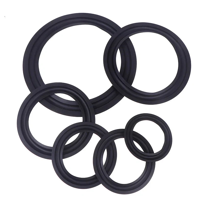 Black rubber inch suspension surround folding ring for woofer speaker replacements in multiple sizes