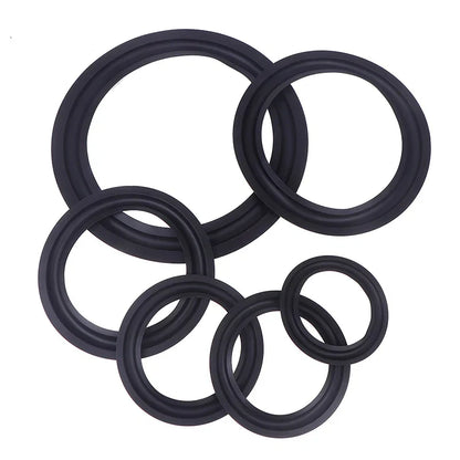 Black rubber inch suspension surround folding ring for woofer speaker replacements in multiple sizes