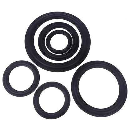 Set of black rubber inch suspension surround folding rings for woofer speaker replacements in various sizes