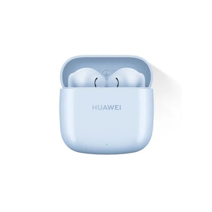 Light blue huawei freebuds se 2 earbuds in matching case with 40-hour battery life and charge ip54 bluetooth features