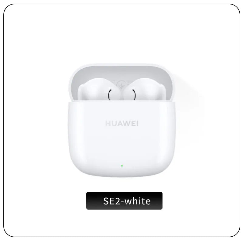 White huawei freebuds se2 wireless earbuds in charging case with 40-hour battery life charge ip54 bluetooth type beat music