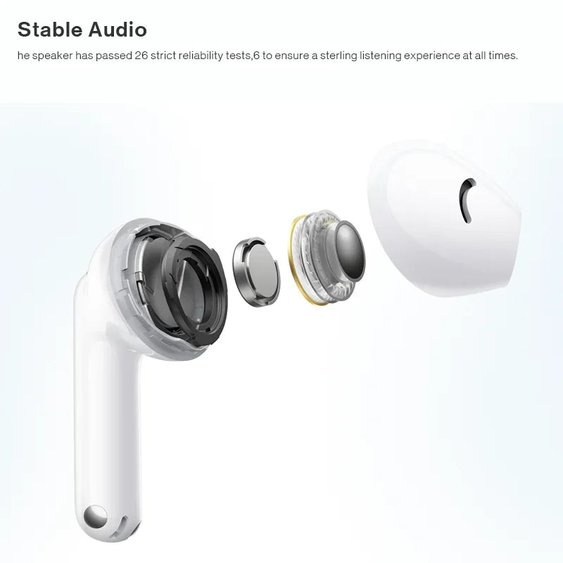 White huawei freebuds se 2 wireless earbud with metallic components disassembled showing charge ip54 bluetooth features