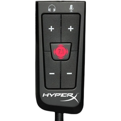 Black hyperx dps cloud 7.1 virtual surround sound card remote control with volume and microphone adjustment buttons