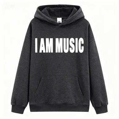 Black opium oversized pure cotton hoodie with i am music print for women’s fashion hip-hop style inspired by playboi carti