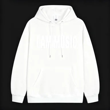 White opium oversized pure cotton hoodie with subtle raised logo and matching drawstrings for women’s fashion hip-hop style