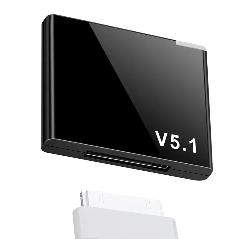 Black glossy rectangular i-wave 30 pin bluetooth 5.1 audio receiver a2dp mini wireless adapter for ipod 30pin jack