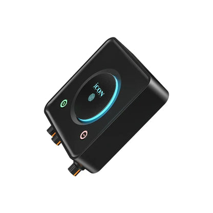 Black icon usolo live professional digital audio interface with glowing blue light and green power indicator usb recording interface