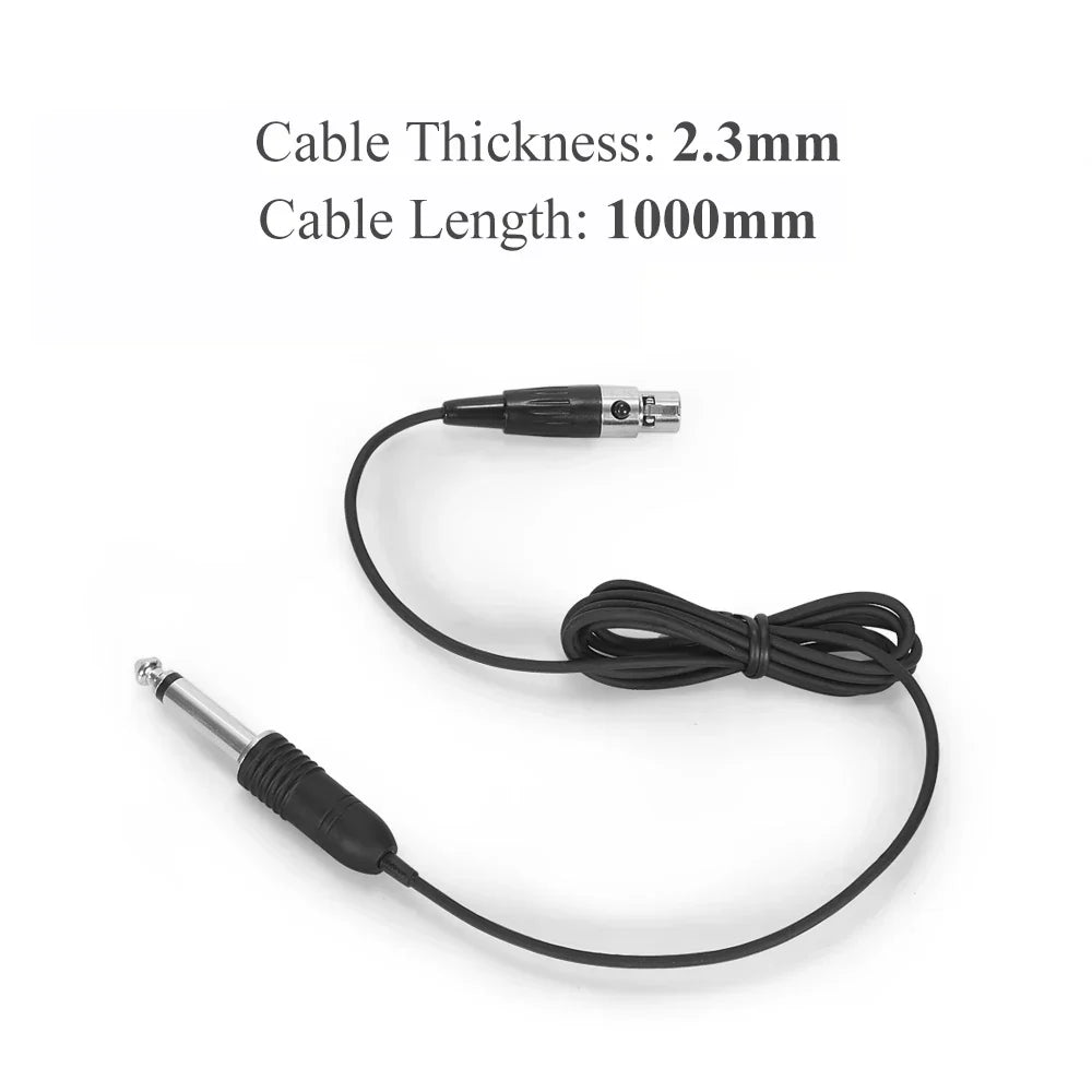 Black iiimymic guitar bass instrument cable with 4pin xlr ta4f and 6.35mm plug for body pack transmitter 1000mm long