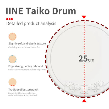 White iine taiko drum with 25cm diameter and soft elastic texture compatible nintendo switch taiko drum master