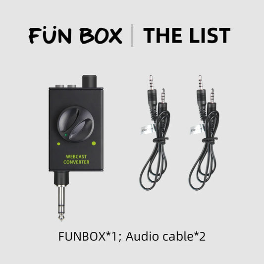 Black rectangular ikge dj console funbox live streaming adapter with rotary knob and green lights for karaoke recording