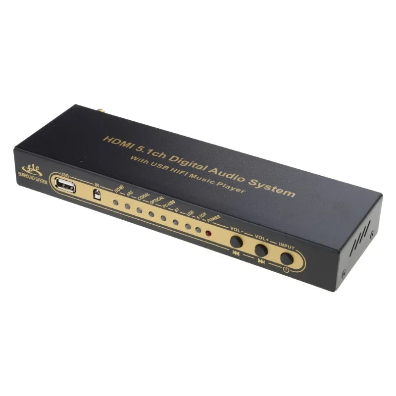 Black rectangular surround sound ud851b with hdmi 5.1ch digital audio and usb hifi music player for type beat music