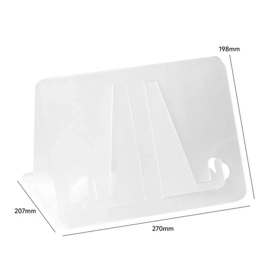Transparent plastic ins portable reading rack music score stand with molded support slots and side circular hole