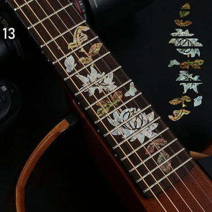 Electric guitar parts featuring ultra thin stickers cross inlay fretboard sticker guitarra with iridescent mother-of-pearl floral designs