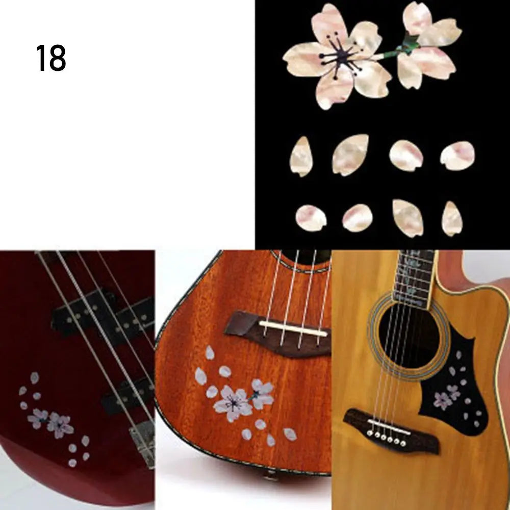 Delicate pink and white mother-of-pearl cherry blossom stickers cross inlay fretboard sticker guitarra accessories for electric guitar parts
