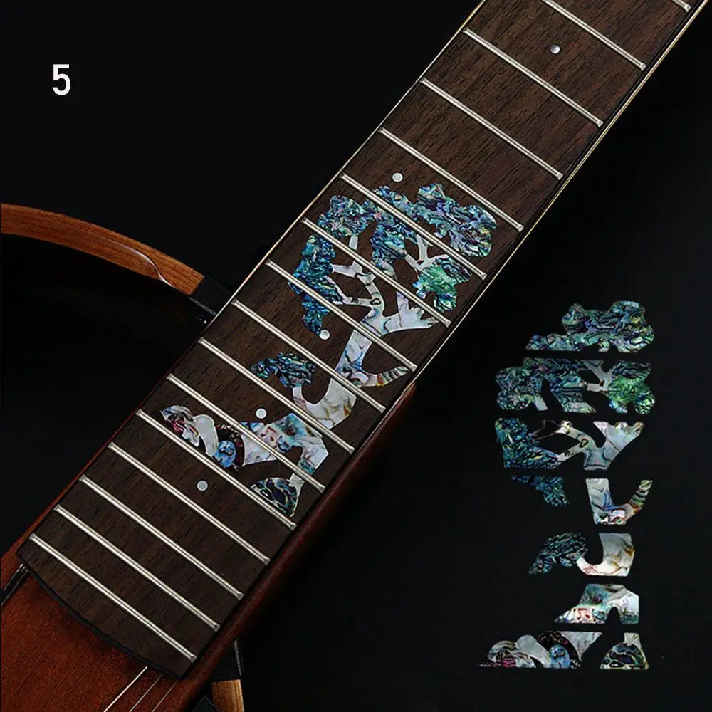 Electric guitar parts featuring ultra thin dark wood fretboard sticker guitarra with intricate mother-of-pearl stickers cross inlay designs