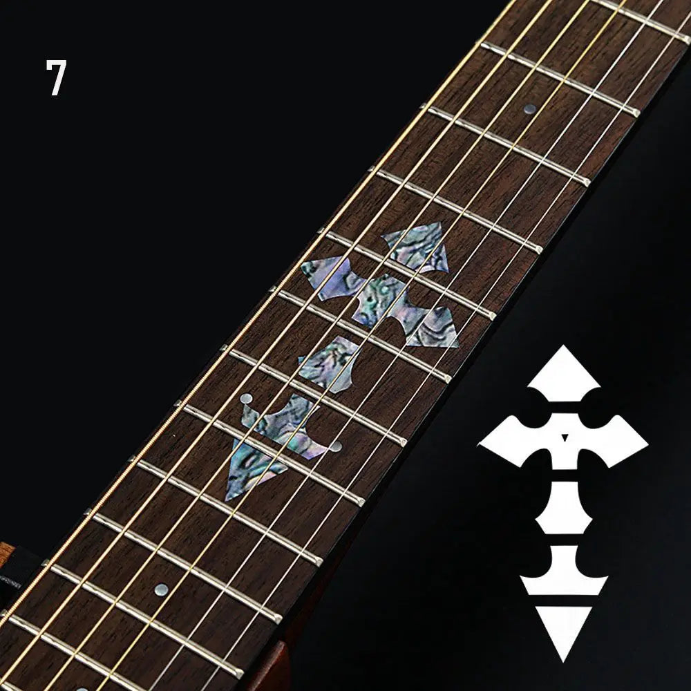 Iridescent mother-of-pearl electric guitar parts stylized arrow stickers cross inlay fretboard sticker guitarra accessory