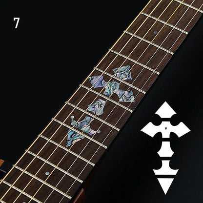 Iridescent mother-of-pearl electric guitar parts stylized arrow stickers cross inlay fretboard sticker guitarra accessory
