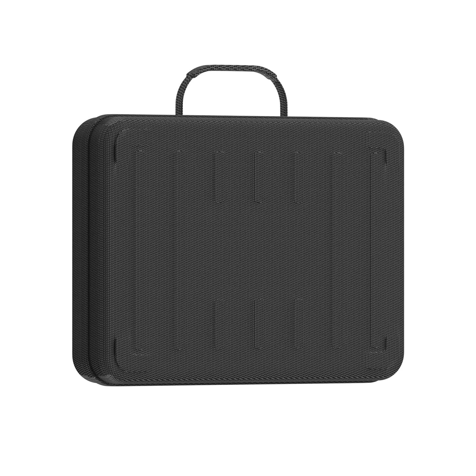 Black textured fabric briefcase with top handle for instrument microphone e608 wired drum mic kit storage and transport