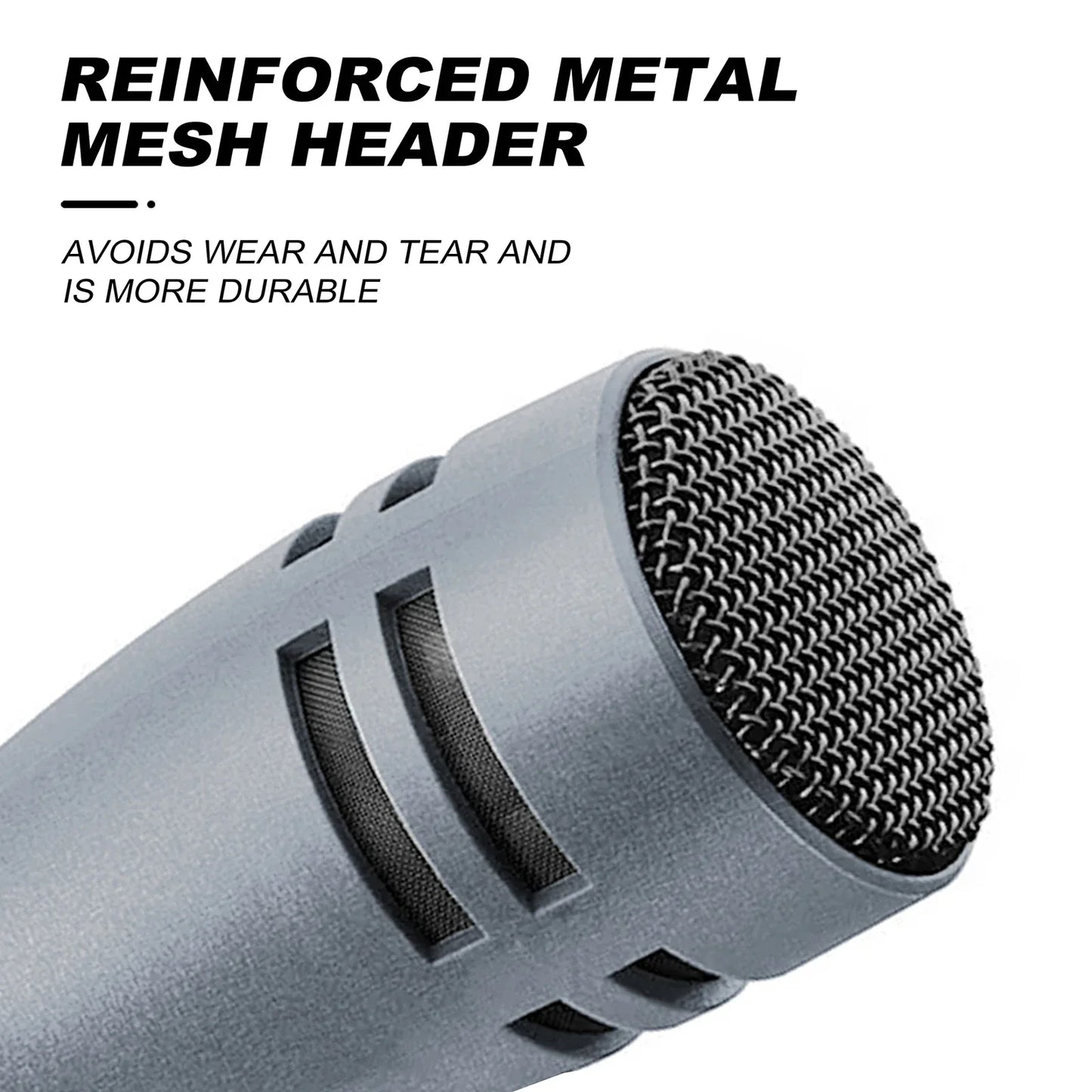 Gray reinforced metal mesh microphone header with woven grid design for microphone e608 wired drum mic kit use