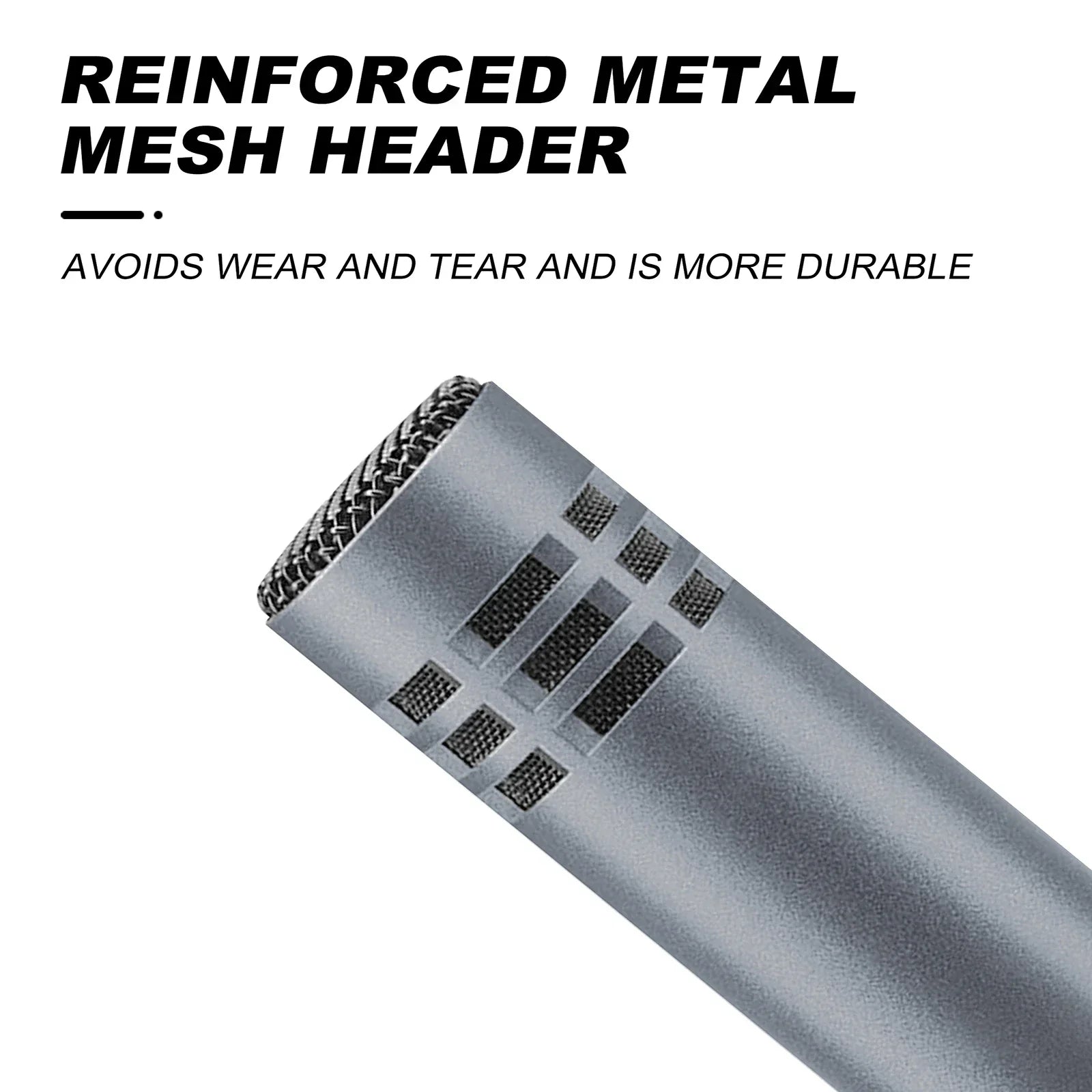 Silver microphone e608 with reinforced metal mesh header and black grille for wired drum mic tom snare cymbals use