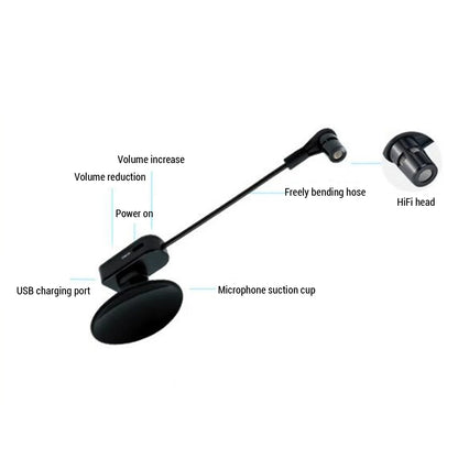 Black wireless instrument pickup microphone system with double shielded noise reduction and adjustable bending hose for violin