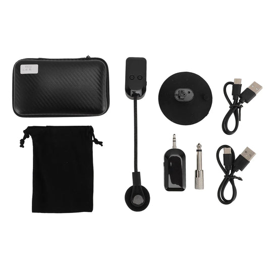 Black wireless instrument pickup microphone system with clip and double shielded 2.4g receiver for violin use