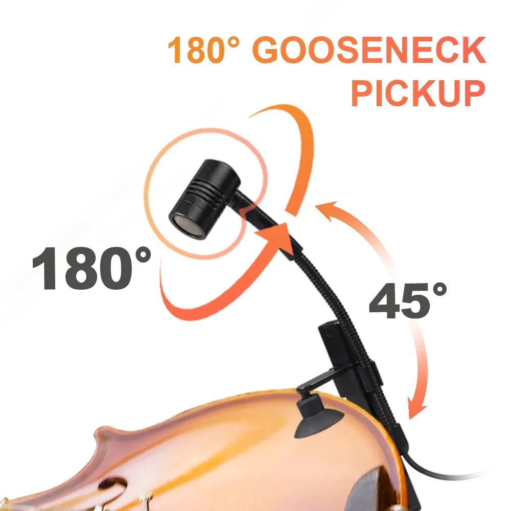 Black 180° gooseneck instrument microphone violin and cello for clear type beat music sound capture