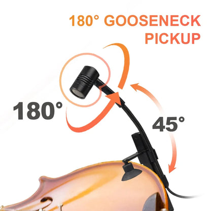 Black 180° gooseneck instrument microphone violin and cello type beat music with flexible design for precise sound capture