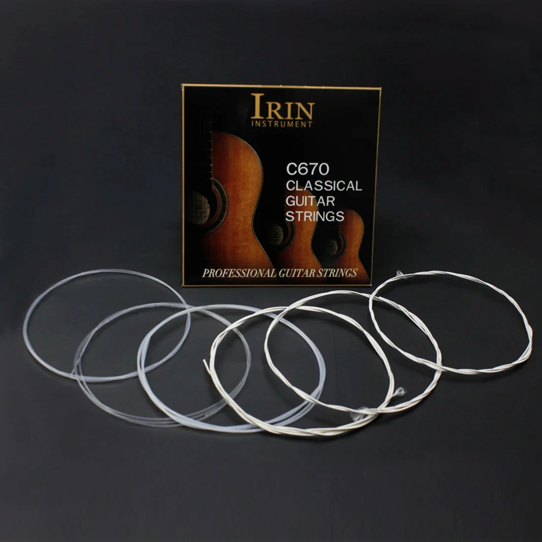 Irin c670 classical guitar strings replacement parts with transparent nylon string core and silver nylon wires set of five