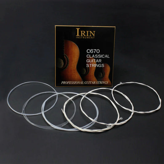 Irin c670 classical guitar strings replacement parts with transparent nylon string core and silver nylon wires set of five