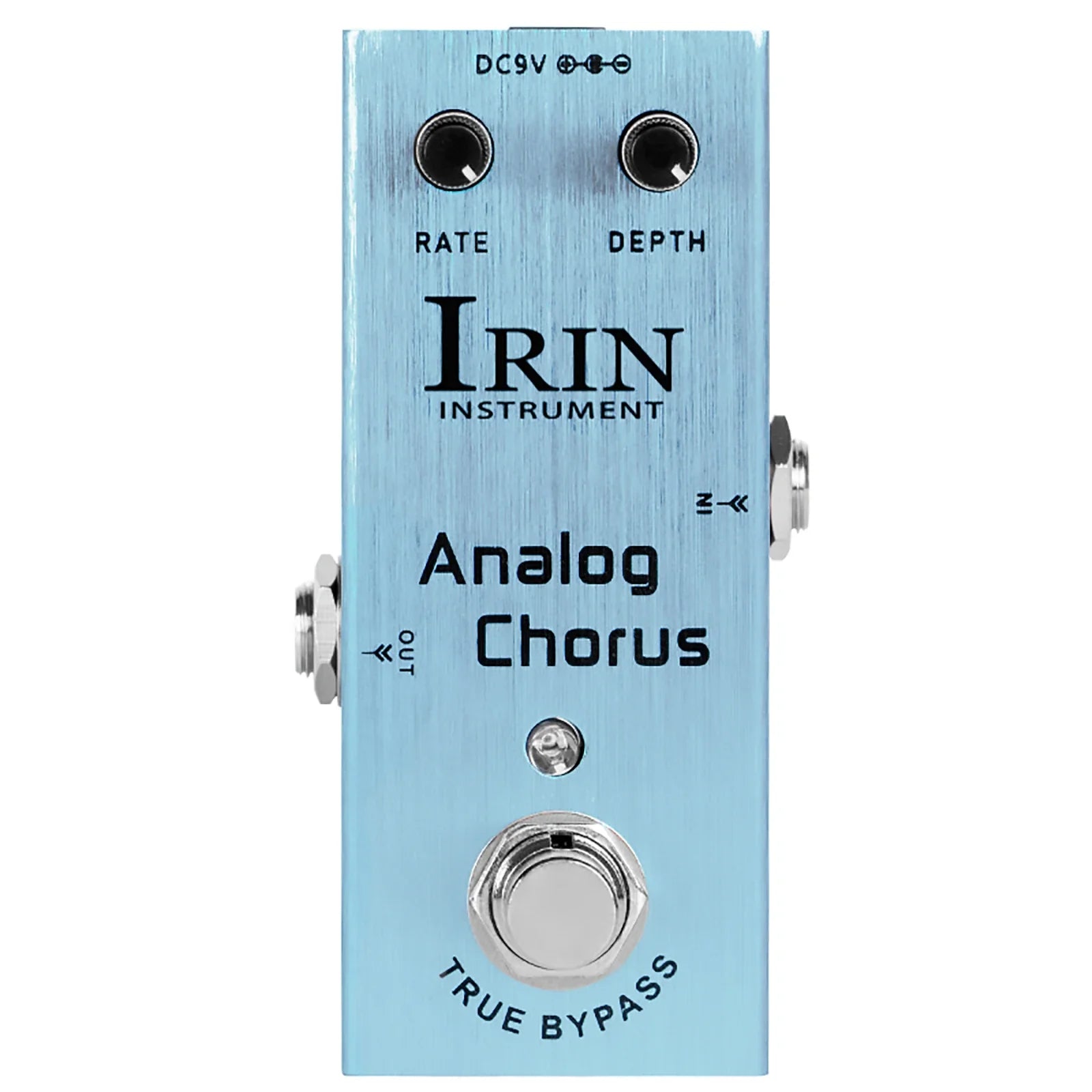 Light blue brushed metal irin electric guitar chorus pedal with true bypass design and aluminum alloy casing
