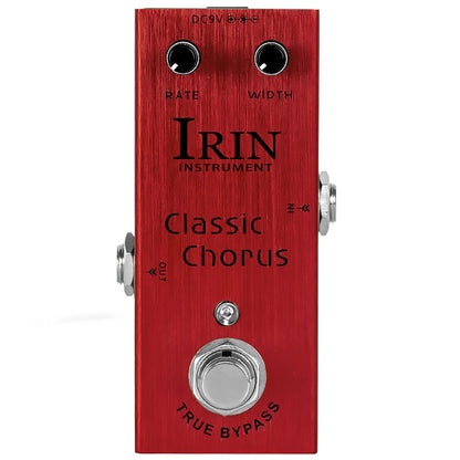 Red brushed metal irin classic chorus guitar effects pedal with black knobs silver footswitch true bypass design aluminum alloy casing
