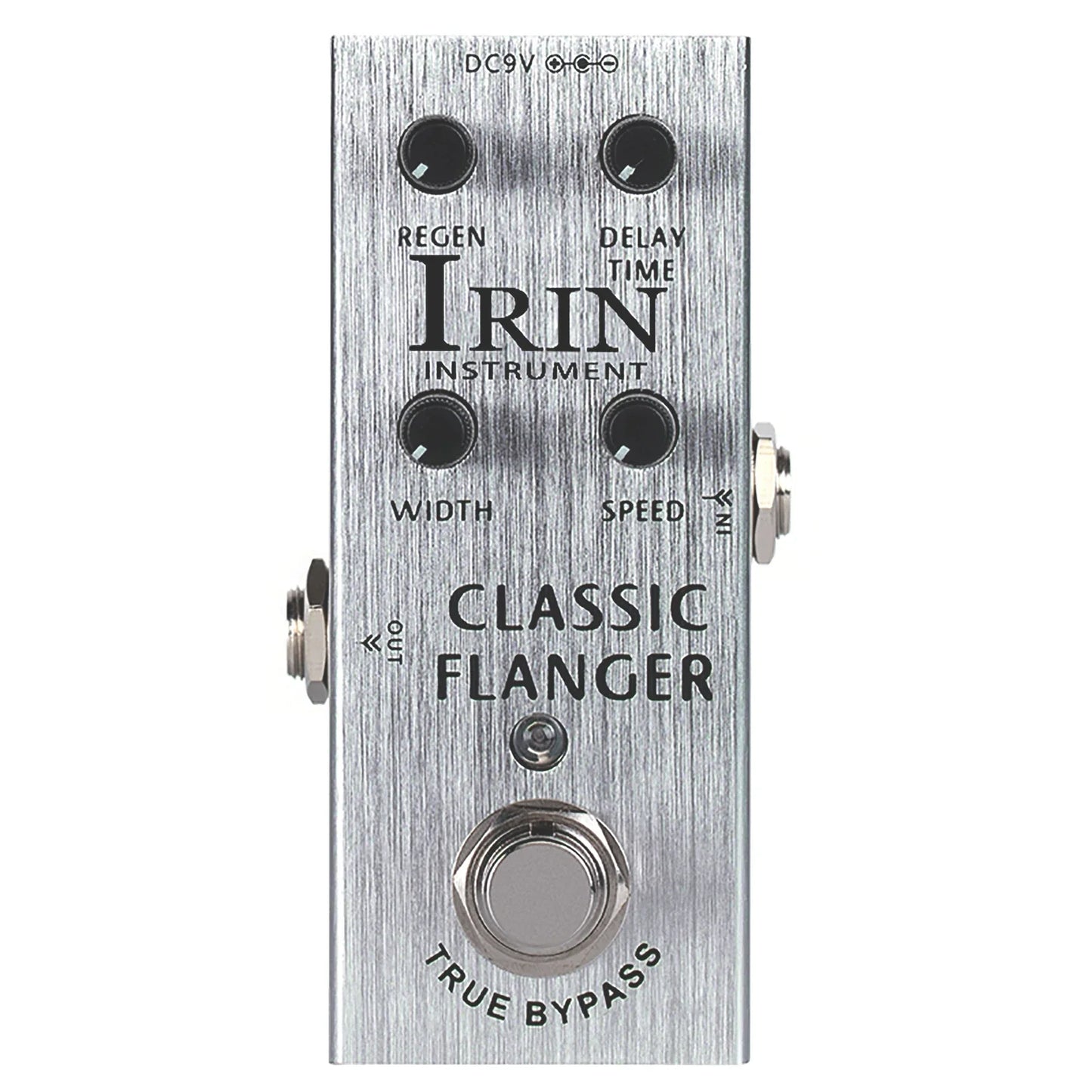 Silver brushed metal iridium irin electric guitar effects pedal with aluminum alloy casing black knobs true bypass design