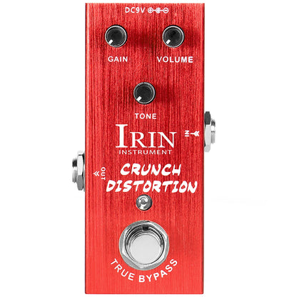Red brushed metal irin electric guitar effects pedal with three black knobs true bypass design aluminum alloy casing