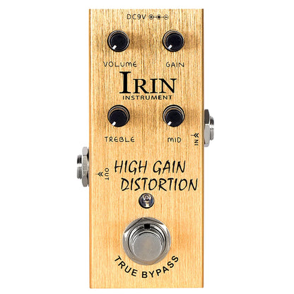 Light wood finish irin instrument high gain distortion guitar effects pedal with aluminum alloy casing and true bypass design