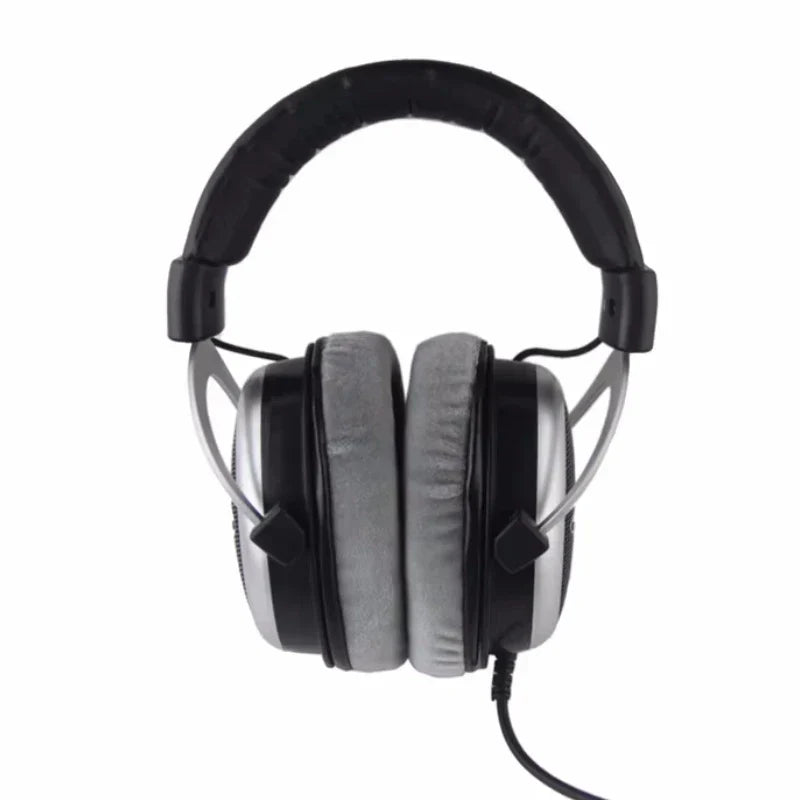 Black and silver iSK HF2010 semi-open monitor headphone HiFi stereo studio recording headset with noise canceling padded earcups