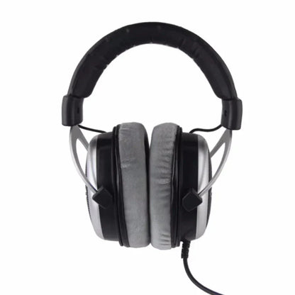 Black and silver iSK HF2010 semi-open monitor headphone HiFi stereo studio recording headset with noise canceling padded earcups