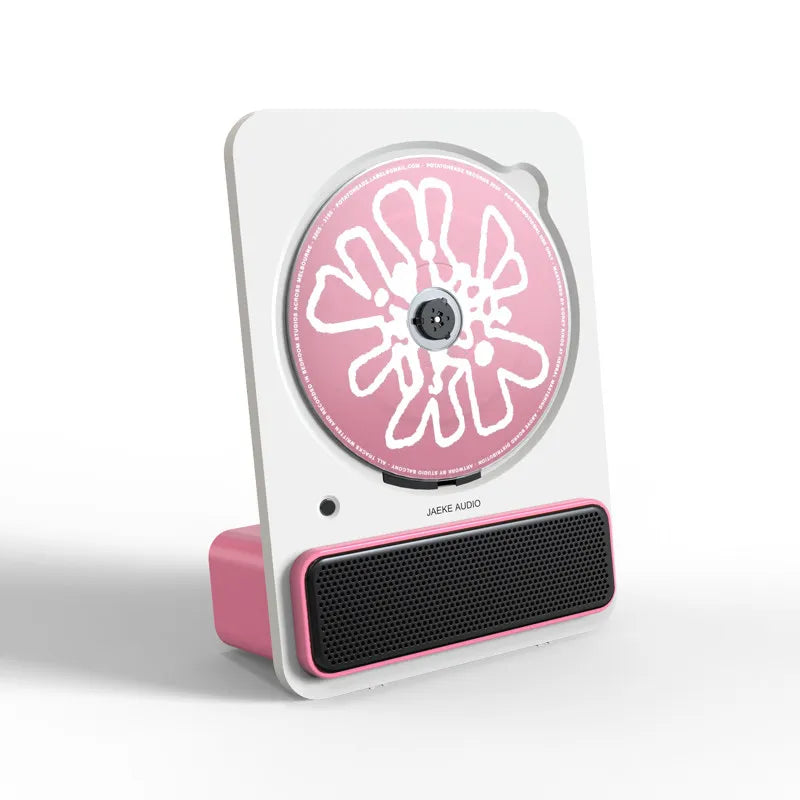Pink and white jaek audio c30 cd player with floral design on disc wireless bluetooth album player hifi machine phonograph record