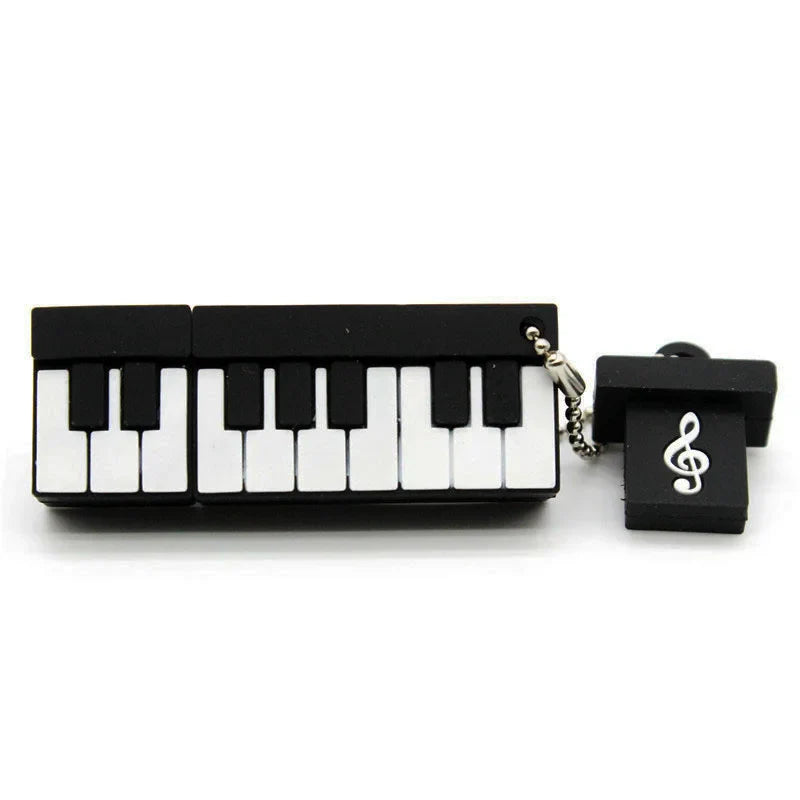 Black piano-key usb flash drive with white keys and silver treble clef emblem from jaster styles musical instruments model pendrive 64gb 128gb usb