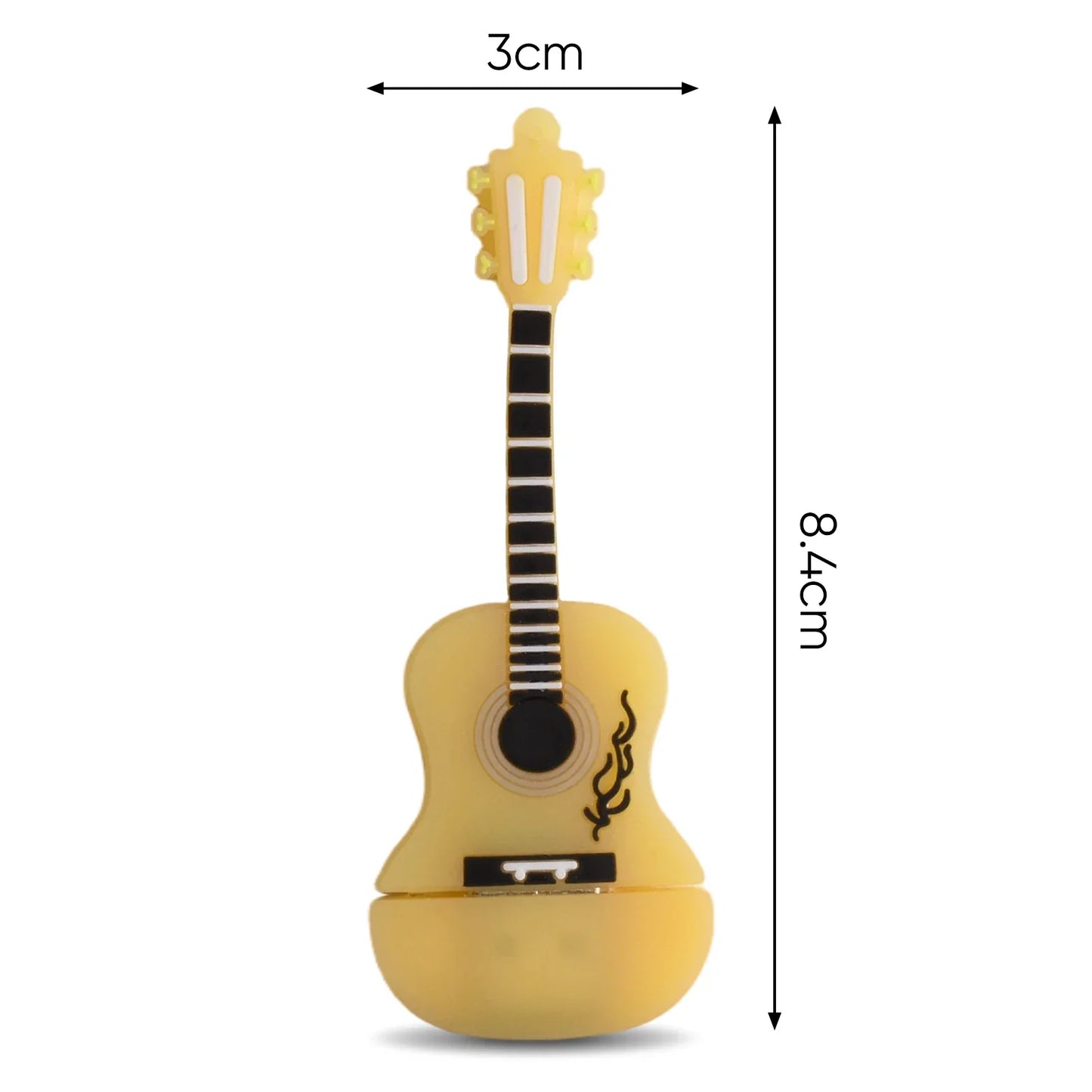 Yellow plastic guitar-shaped usb flash drive with black fretboard flame design from jaster styles musical instruments model pendrive 64gb 128gb usb
