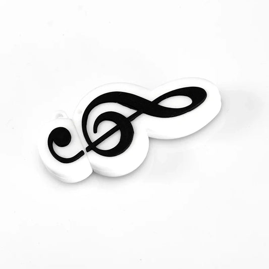 White acrylic charm shaped like a black treble clef symbol for jaster styles musical instruments model pendrive 64gb 128gb usb flash drive