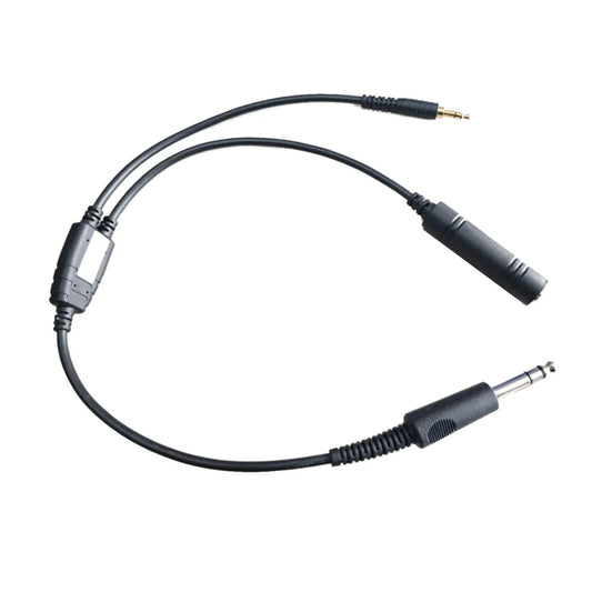 Black JayCreer digital aircraft audio recording cable with 3.5mm jack for sony action cameras featuring flexible cord and textured grip