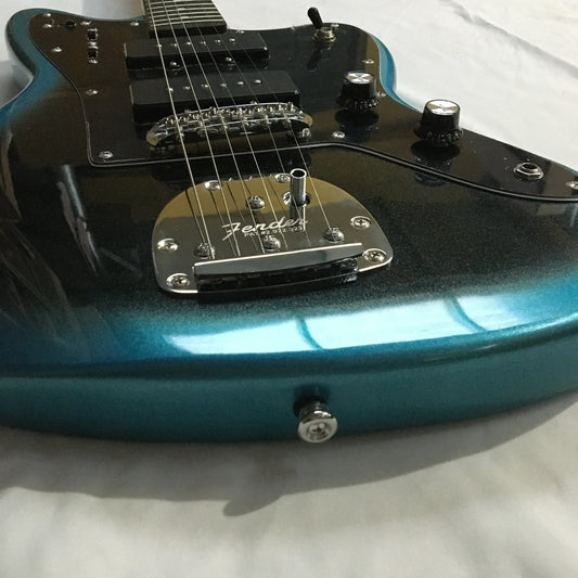 Glossy teal and black gradient jazzmast electric guitar with rosewood fingerboard and chrome hardware from fender