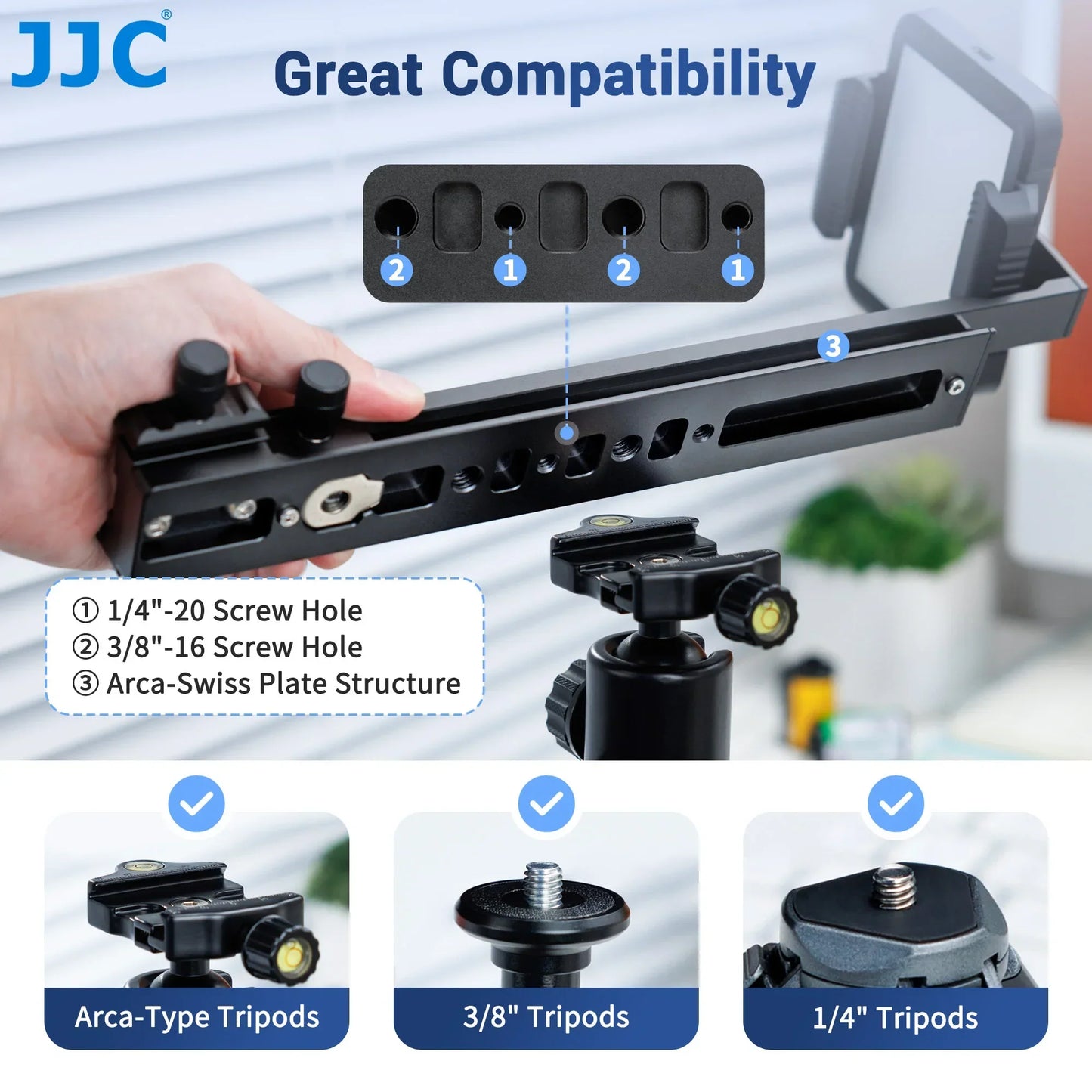 Black jjc upgraded film digitizing adapter camera tripod mount with 1/4 20 and 3/8 16 screws for 120mm film negative