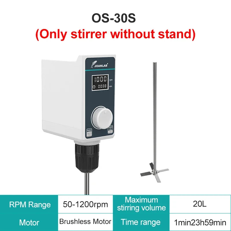 White and black joanlab mixer lab electric stirrer digital overhead stirrer adjustable with 1000 rpm display